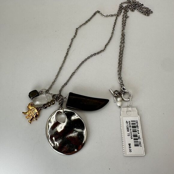 STILL WITH TAG! J.Jill 30" silver toned necklace with charms as pendants! - Picture 2 of 14